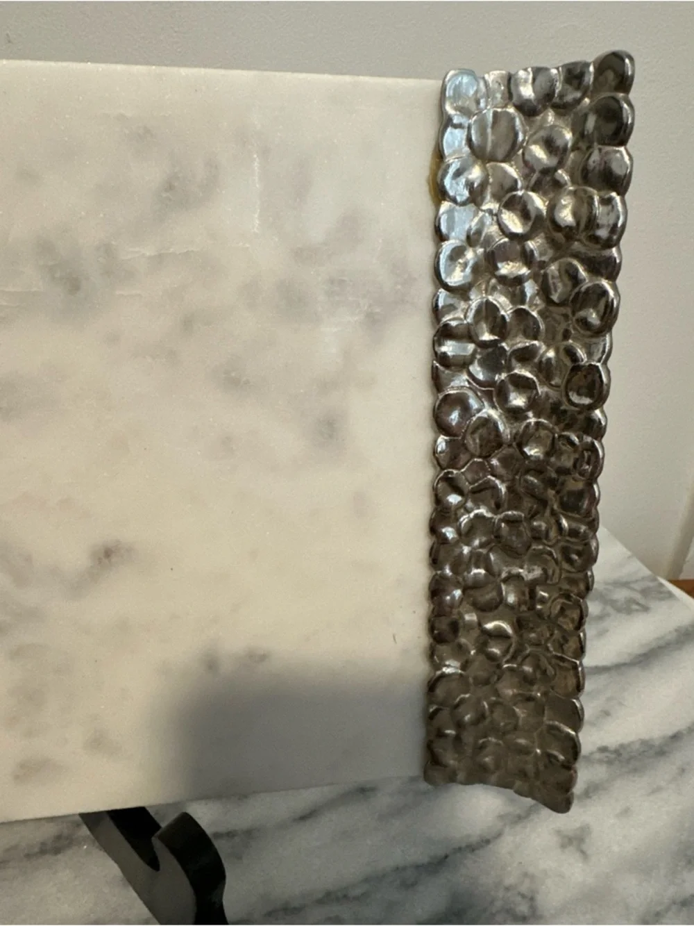 Michael Aram White Marble and Silver Accent Cheese/Serving Board